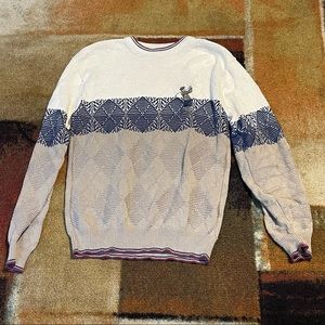 Vintage White and tan golf sweater with embroidered golfer